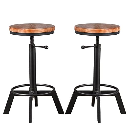BOKKOLIK Wooden Industrial Barstool (Set of 2) (5") - View 2